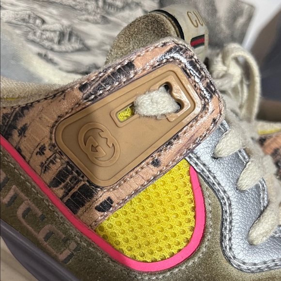Gucci Women's Pink and Yellow Sneakers - Picture 9 of 13